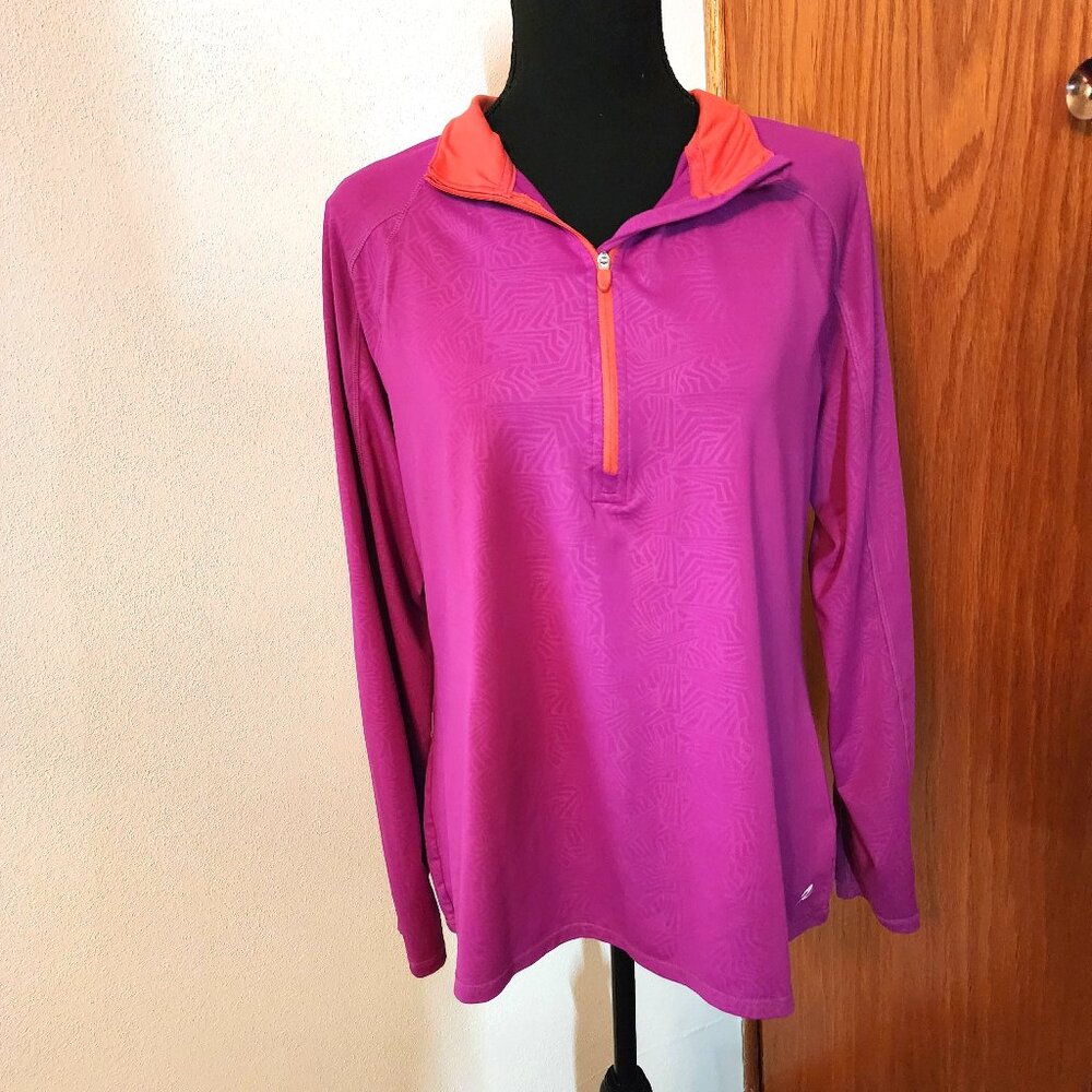Energy Zone Girl's L 12/14 Fusia Pullover Long sleeve Jacket Speed Dri EUC #555